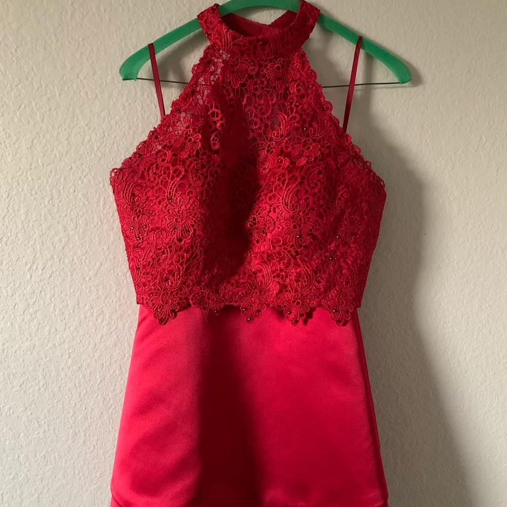 Red Two Piece Homecoming Dress